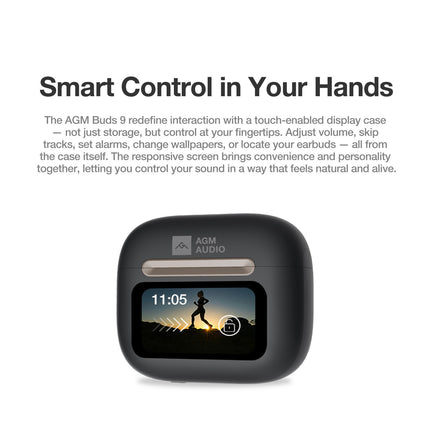 AGM BUDS 9 Auriculares inalámbricos con cancelación de ruido, Pantalla táctil inteligente LCD BT 6,0 500mAh