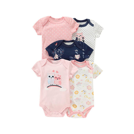 Set de 5 Mamelucos de Algodón para Bebé Niña de 3 a 12m – Diseños Variados