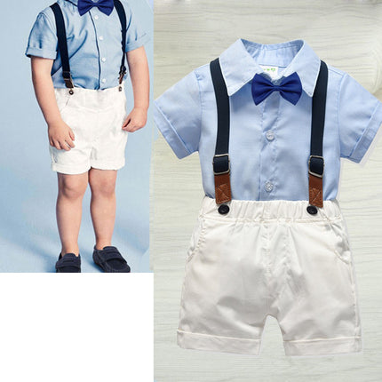 Set Formal para Niño con Camisa, Tirantes y Pajarita – Azul