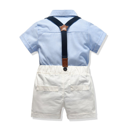 Set Formal para Niño con Camisa, Tirantes y Pajarita – Azul