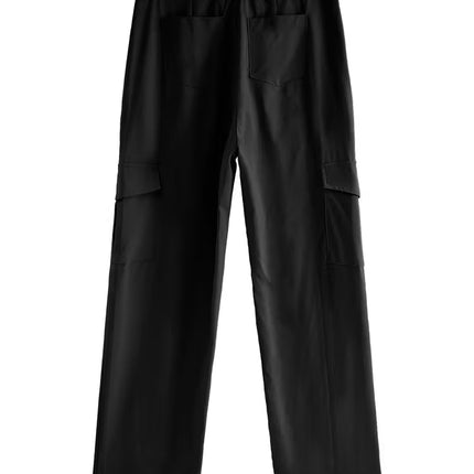Pantalón Cargo de Tiro Alto para Mujer color negro – Recto, Transpirable y de Máxima Comodidad