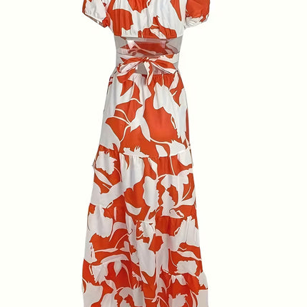 Vestido Maxi Floral de Verano con Hombros Descubiertos y Estilo Boho.