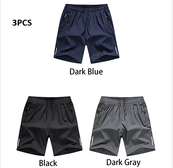 Set de 3 PCS, Shorts de Playa para Hombre, Secado Rápido, Transpirables, con Bolsillos y Cintura Ajustable