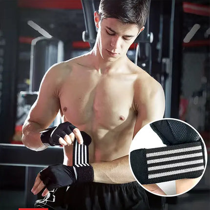 Guantes de Gimnasio Medio Dedo con Soporte de Muñeca y Palma Antideslizante