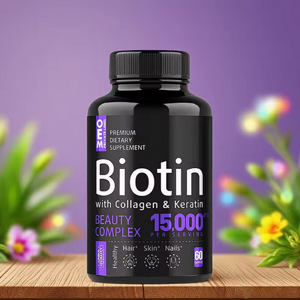 Cápsulas de Biotina con Colágeno y Queratina 15000mg, Suplemento Dietético Premium OEM ODM, Cabello, Piel y Uñas
