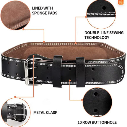 Cinturón de Soporte Lumbar en Cuero para Entrenamiento