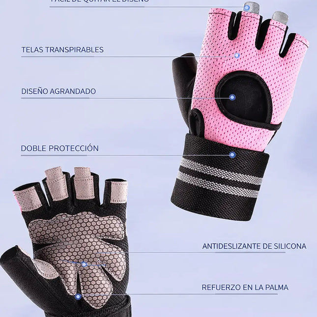 Guantes Deportivos con Soporte de Muñeca y Palma Antideslizante