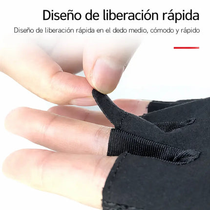 Guantes de Gimnasio Medio Dedo con Soporte de Muñeca y Palma Antideslizante