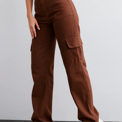 Pantalón Cargo de Tiro Alto para Mujer color Borgoña – Recto, Transpirable y de Máxima Comodidad