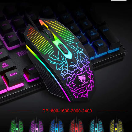 Combo Gamer 4 en 1 T-WOLF con Teclado RGB, Mouse DPI Ajustable, Audífonos y Mouse Pad