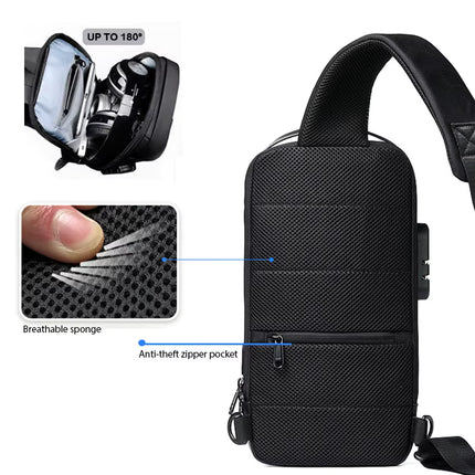 Bolsa de Pecho Impermeable con Puerto USB y Cierre con Cremallera Segura