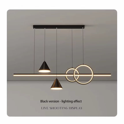 Lámpara Colgante Minimalista con Aros y Conos LED