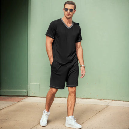 Conjunto de Camiseta y Short para Hombre de Algodón con Lycra