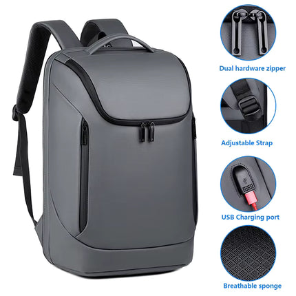 Mochila Portátil Impermeable con Puerto USB y Compartimento para Laptop