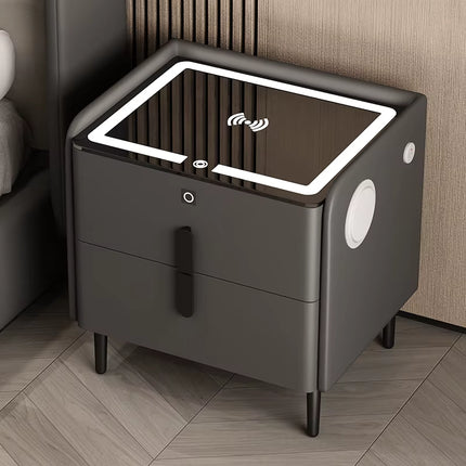 Mesita de Noche Inteligente con Luz LED + Carga Inalámbrica + USB