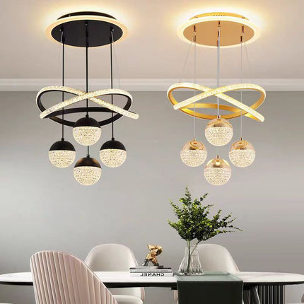 Lámpara de araña de cristal de lujo 2025, 80W tricolor regulable (85-265V) con control remoto, ideal para comedor.