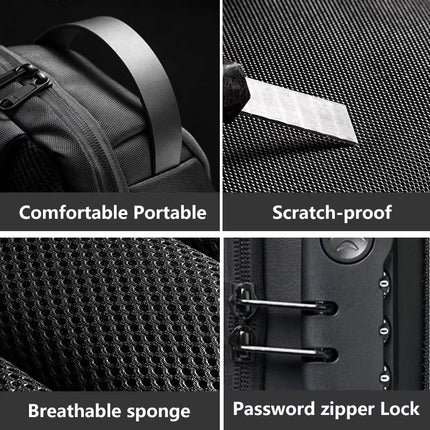 Bolsa de Pecho Impermeable con Puerto USB y Cierre con Cremallera Segura