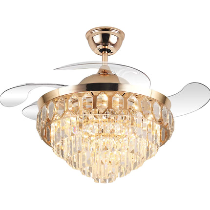 Ventilador de Techo Retráctil con Lámpara de Cristal Premium