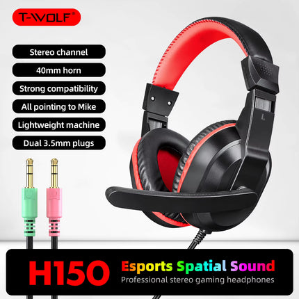 Audífonos Gamer T-WOLF H150 con Micrófono Omnidireccional y Sonido Envolvente