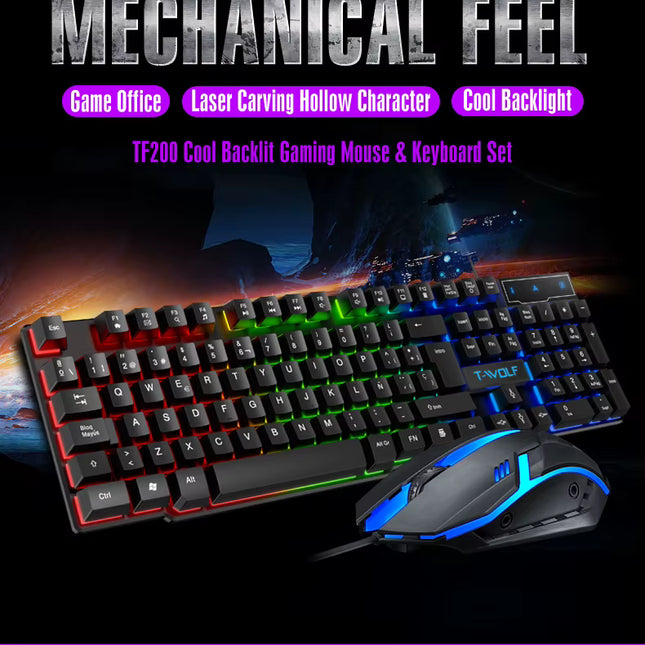 Combo Gamer Teclado y Mouse Cableados con Iluminación LED