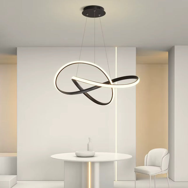 Lámpara de techo LED moderna curvada de 500mm, con altura de suspensión ajustable, tipo candelabro