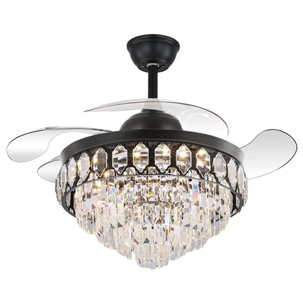 Ventilador de Techo Retráctil con Lámpara de Cristal Premium