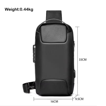 Bolsa de Pecho Impermeable con Puerto USB y Cierre con Cremallera Segura