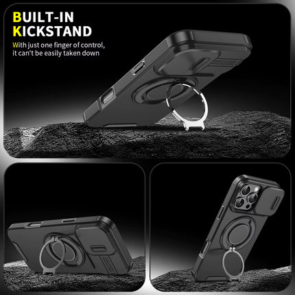 Cover Protector Antigolpes con Cámara Deslizante y Soporte de Anillo 360° para iPhone