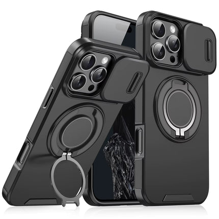Cover Protector Antigolpes con Cámara Deslizante y Soporte de Anillo 360° para iPhone