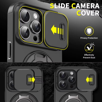 Cover Protector Antigolpes con Cámara Deslizante y Soporte de Anillo 360° para iPhone
