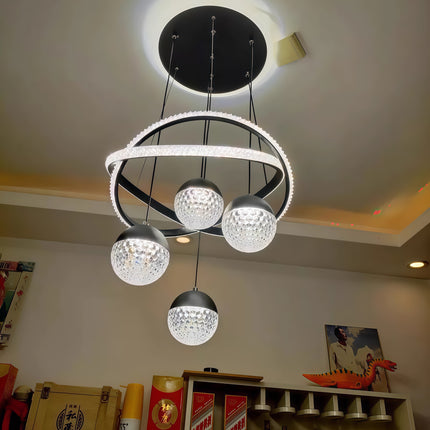 Lámpara de araña de cristal de lujo 2025, 80W tricolor regulable (85-265V) con control remoto, ideal para comedor.