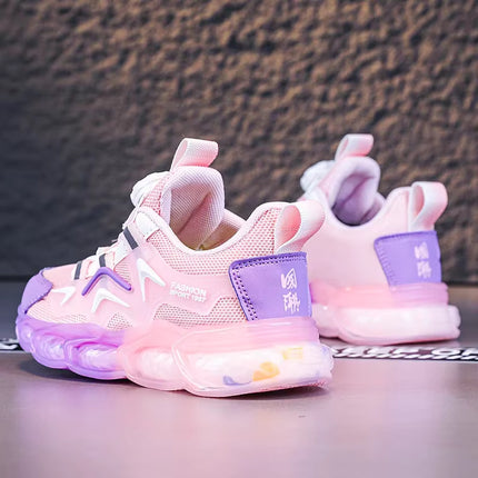 Tenis Deportivos para Niñas con Suela Iluminada y Cierre Giratorio
