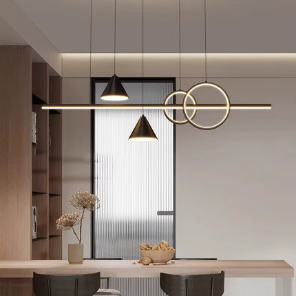 Lámpara Colgante Minimalista con Aros y Conos LED