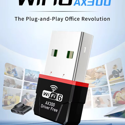 Adaptador WiFi 6 AX300 USB – Ultra Rápido, Driver Free