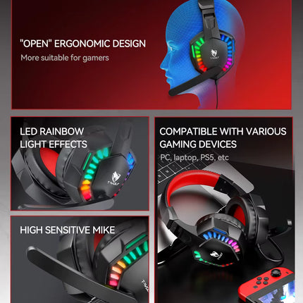 Audífonos Gamer con Micrófono y Iluminación LED RGB