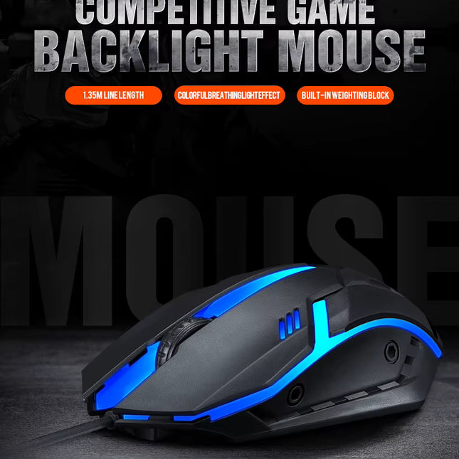 Mouse Gamer Cableado con Retroiluminación LED y 1200 DPI