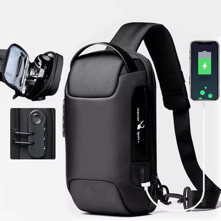 Bolsa de Pecho Impermeable con Puerto USB y Cierre con Cremallera Segura