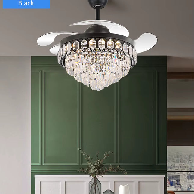 Ventilador de Techo Retráctil con Lámpara de Cristal Premium