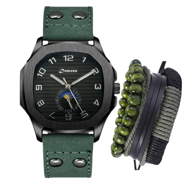 Reloj de Hombre Estilo Casual y Deportivo – Moda Tendencia, Cuarzo Premium, Set de Reloj para Uso Diario y de Negocios