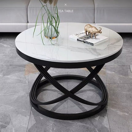 Mesa de Café Moderna Redonda de Metal con Base Decorativa 50*45 cm