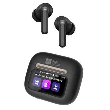 AGM BUDS 9 Auriculares inalámbricos con cancelación de ruido, Pantalla táctil inteligente LCD BT 6,0 500mAh