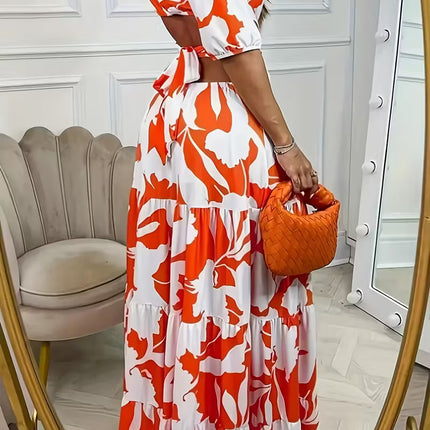 Vestido Maxi Floral de Verano con Hombros Descubiertos y Estilo Boho.